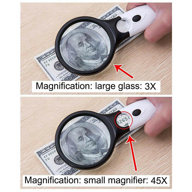 45X Magnifier Glass With LED Light