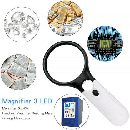 45X Magnifier Glass With LED Light