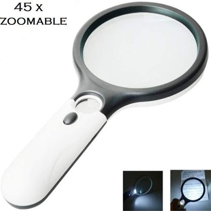 45X Magnifier Glass With LED Light