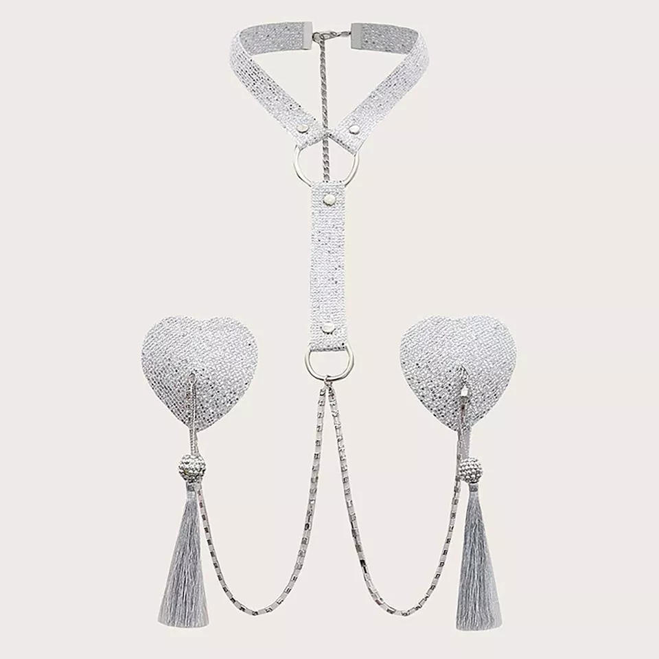 1Pc Body Chain with Nipple Covers