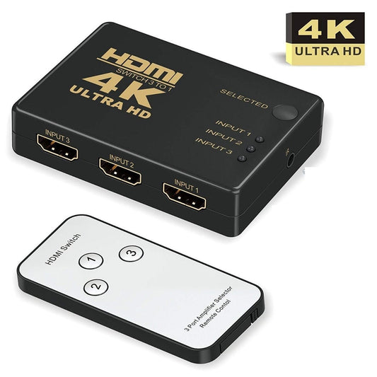 3-Port HDTV Switch with IR Remote, 4K