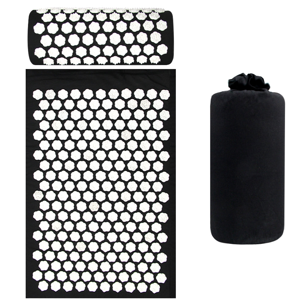 Acupressure Mat with Pillow-Black