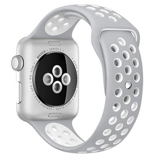 Smart Watch Silicon Band 38 MM / 42 MM-Silver White-38mm