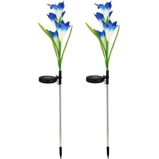 2Pcs Solar Garden Lily Flower Light