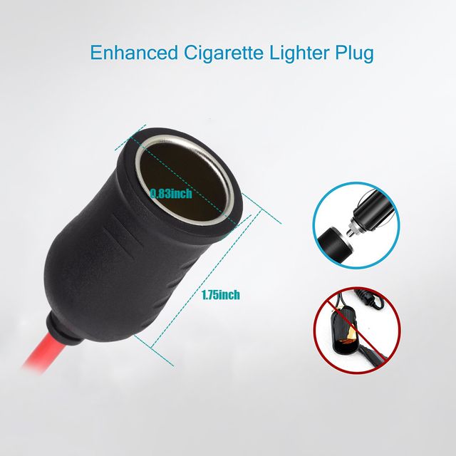 12V/24V 12' Foot Heavy Duty Extension Cord with Cigarette