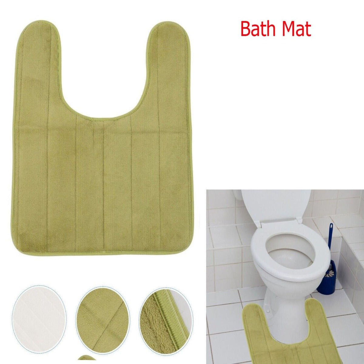 U Shaped Toilet Rugs (Olive Green)