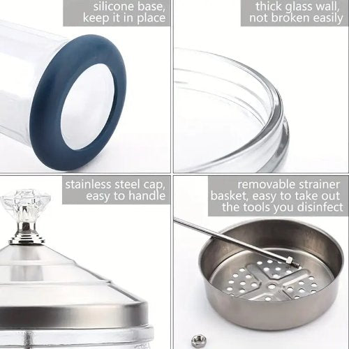 Disinfectant Jar, 1500ml Thickened Hairdressing, Glass Jar For Barber Supplies Tool