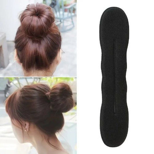 Bun Maker Sponge Plastic Loop Curly Hairbands Hairstyle LARGE BLACK
