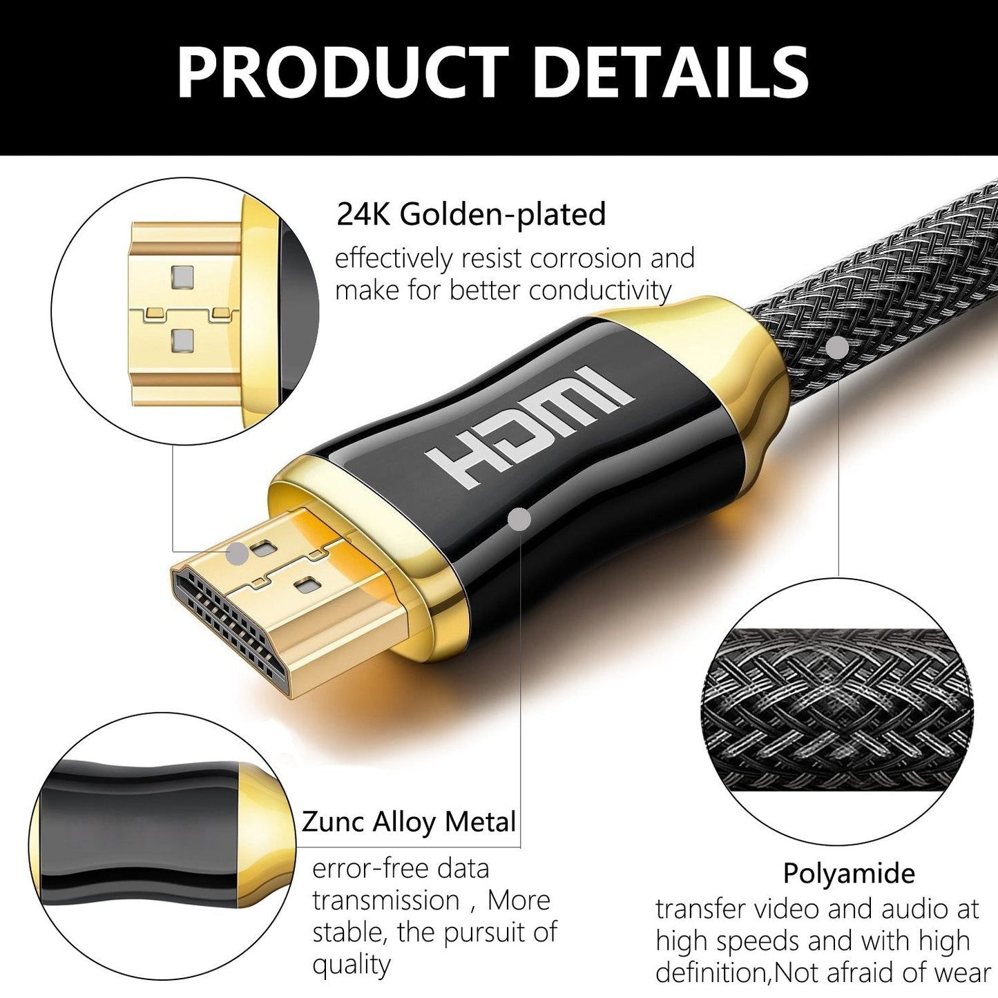 Gold Plated HDTV Cable, 8 Meter