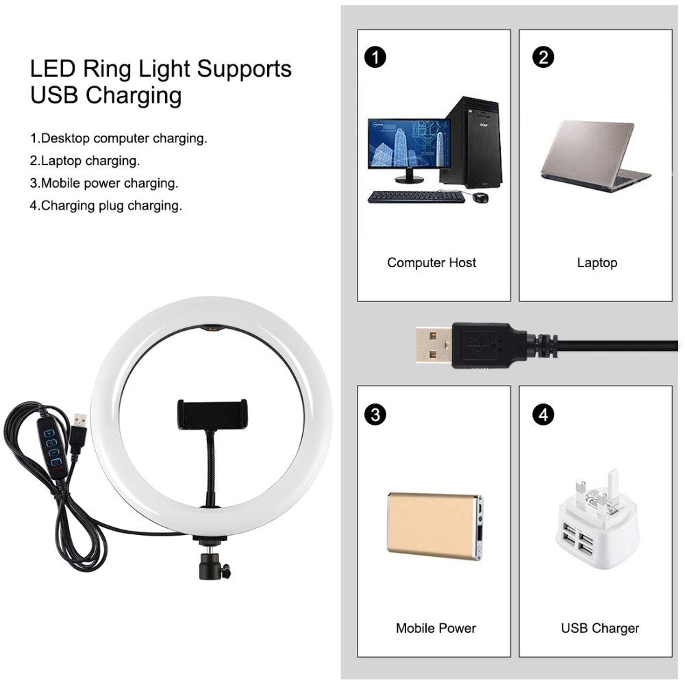 26cm Selfie Ring Light With 1.1m Tripod Stand