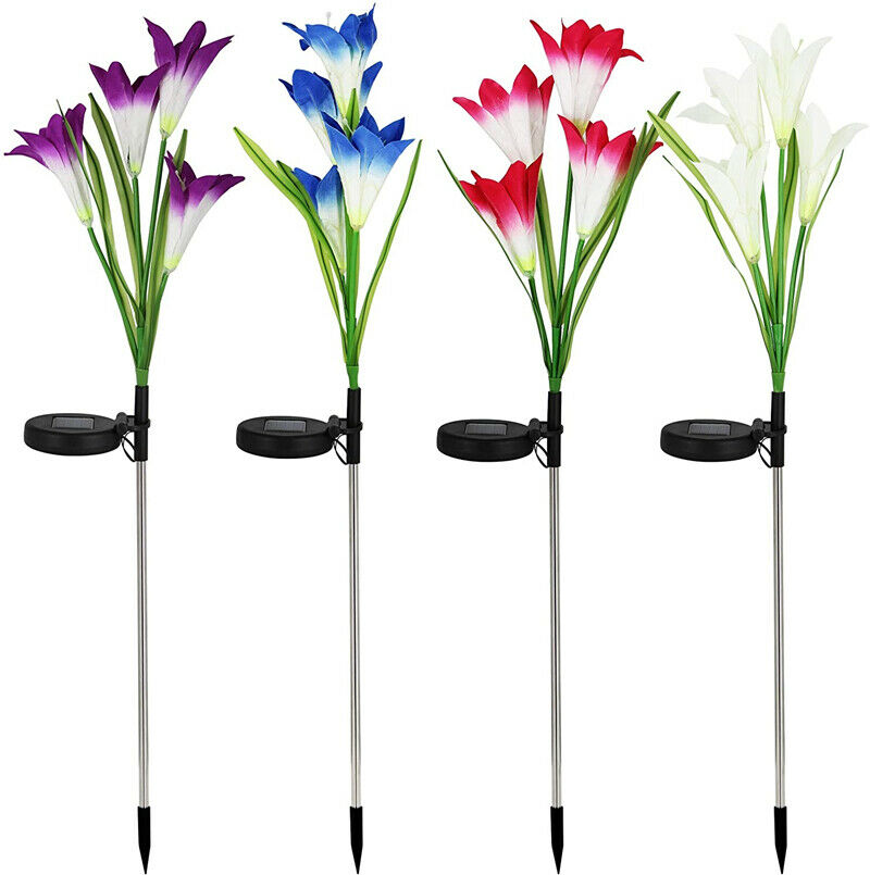 2Pcs Solar Garden Flower Light -Green