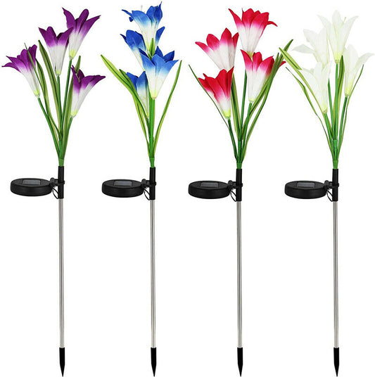 2Pcs Solar Garden Flower Light -Red