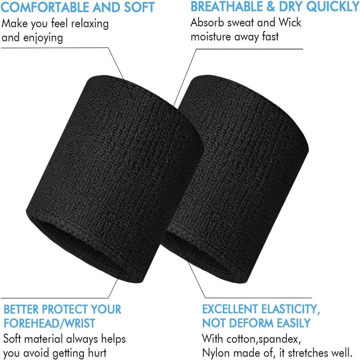 Sport Wrist Sweatbands - Cotton Spandex (Pair)