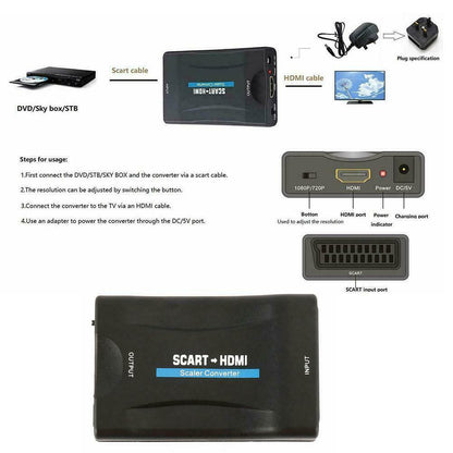 SCART to HDTV Scale Converter Adapter