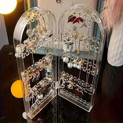 2 Doors Large Capacity Foldable Jewelry Display Stand