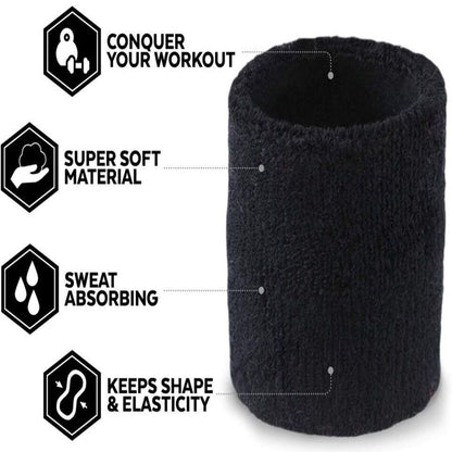 Sport Wrist Sweatbands - Cotton Spandex (Pair)