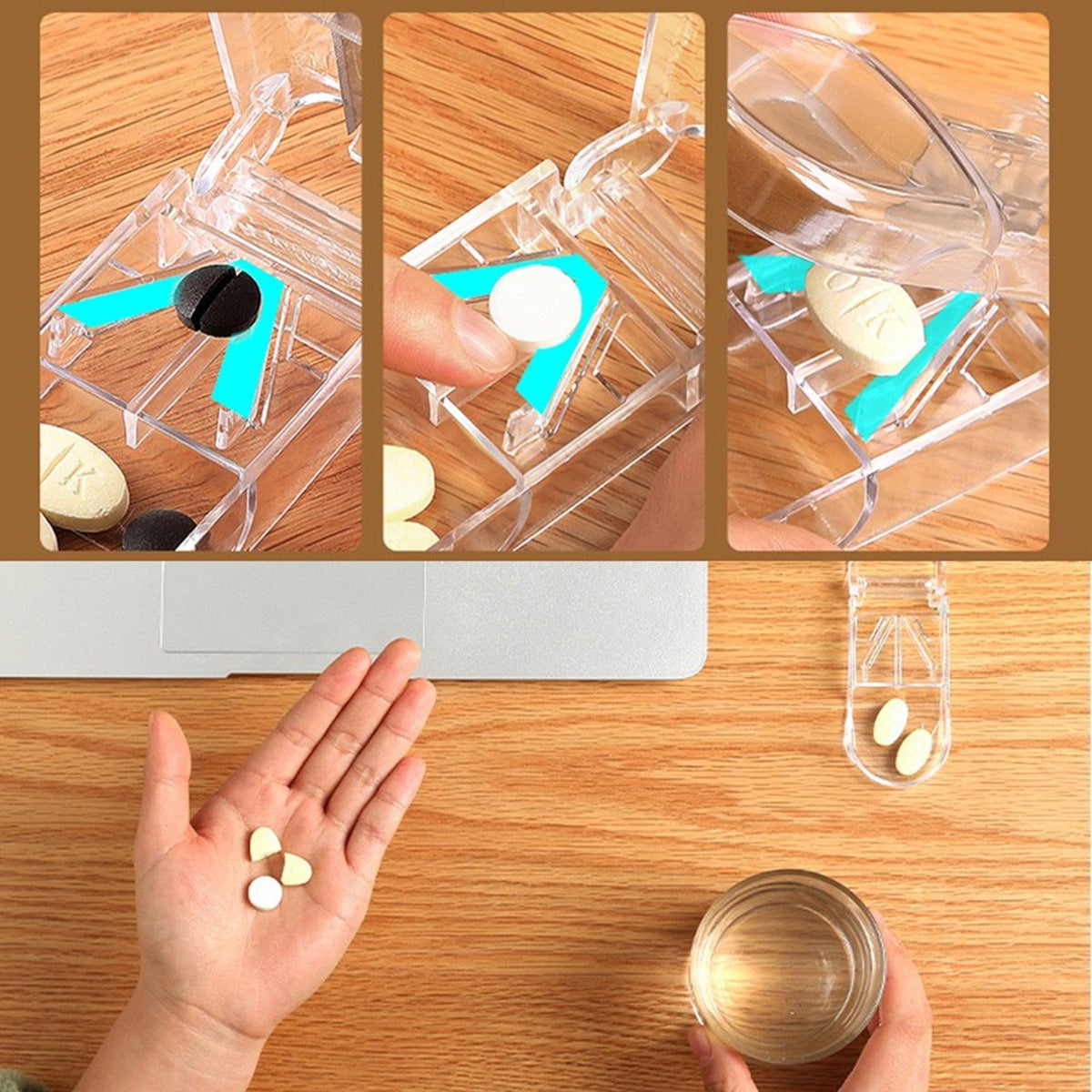 Pill Splitter, Pill Cutter with Retracting Safety Guard