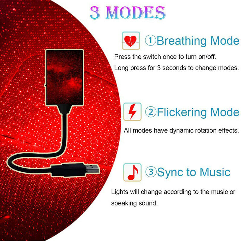 USB Car Star Night Light