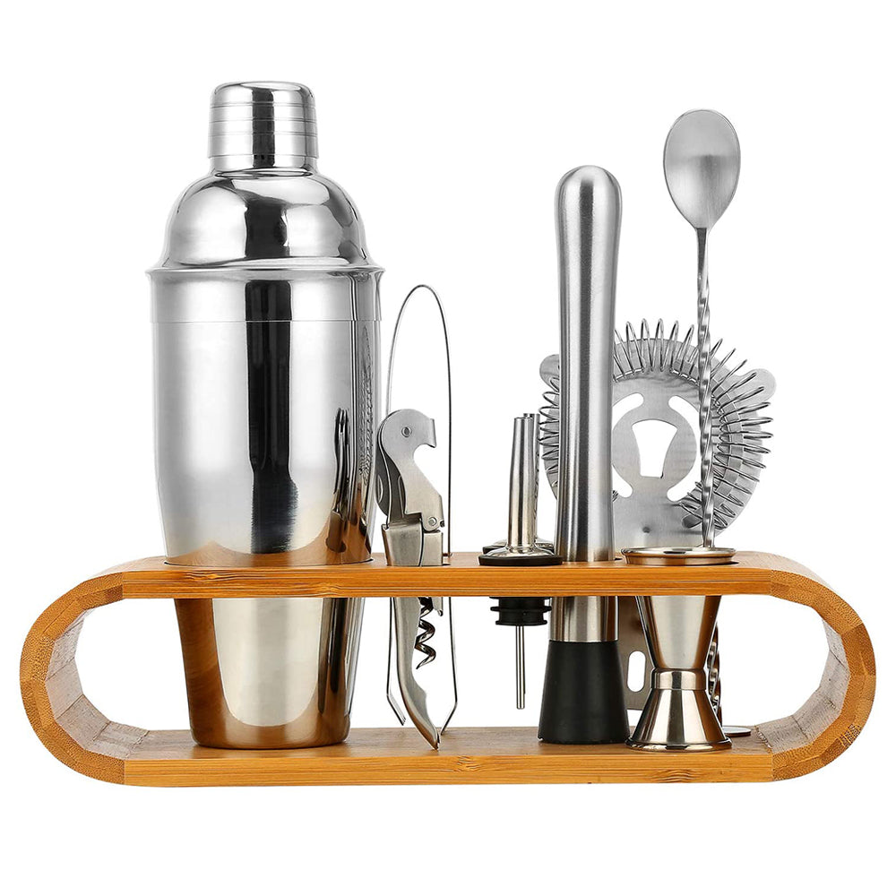 Bar Tool Set with Bamboo Stand