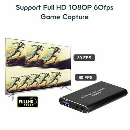Audio Video Capture Card, 4K HDMI USB 3.0 Capture Adapter, 1080P 60fps Portable Video Converter for Gaming, Live Broadcast, Video Recording, Game Capture Card