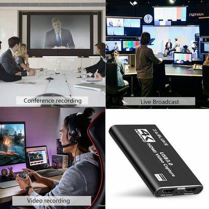 Audio Video Capture Card, 4K HDMI USB 3.0 Capture Adapter, 1080P 60fps Portable Video Converter for Gaming, Live Broadcast, Video Recording, Game Capture Card