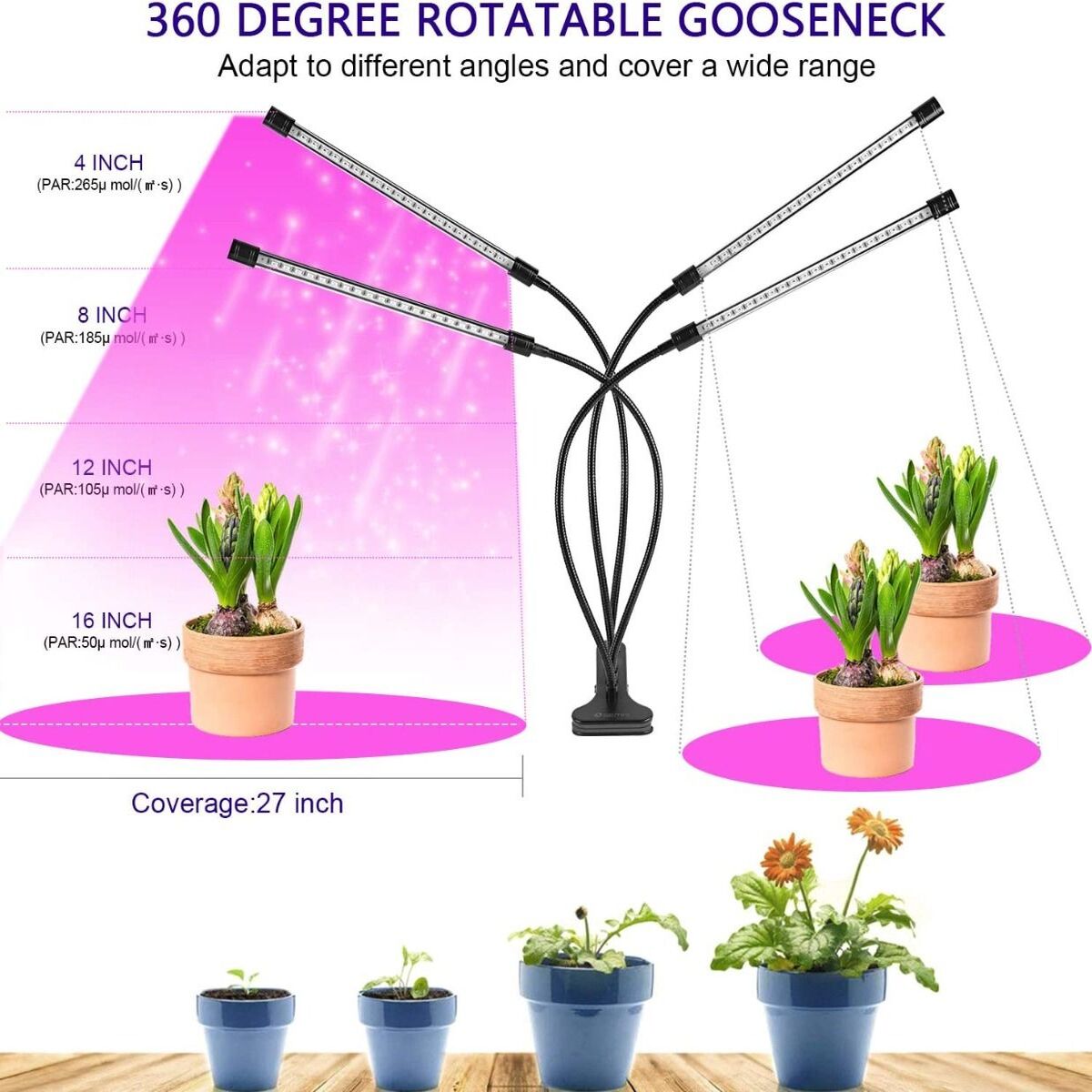 4 Heads Plant Grow LED Light