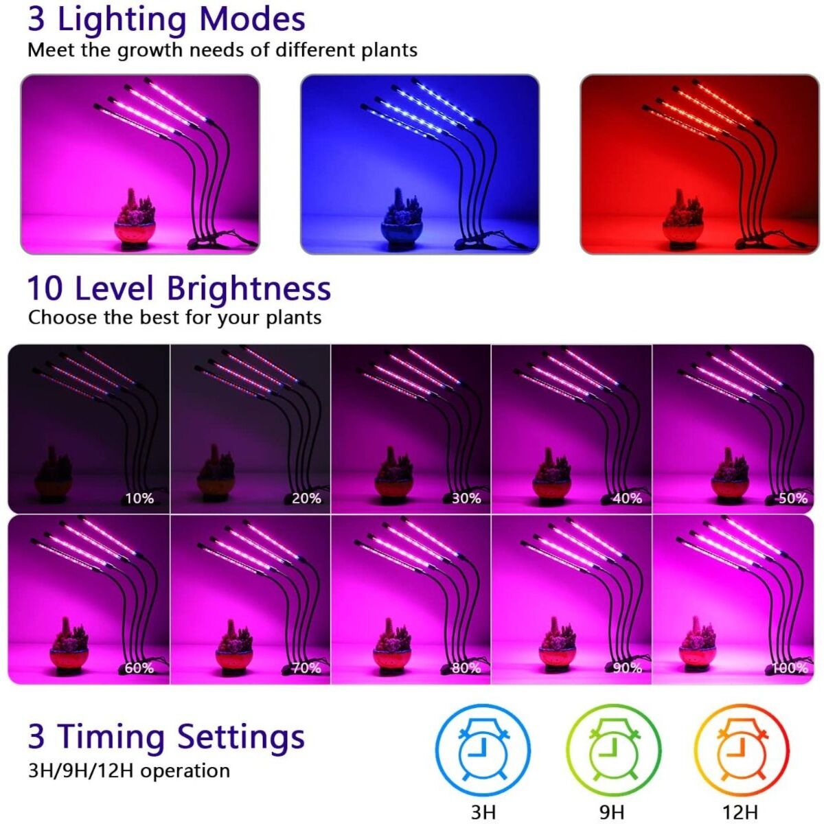 4 Heads Plant Grow LED Light