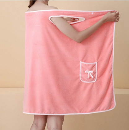 Absorbent Bath Skirt Adult Wearable Bath Robe Beach Orange PINK
