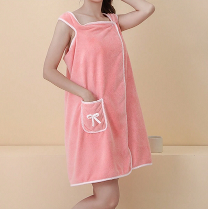 Absorbent Bath Skirt Adult Wearable Bath Robe Beach Orange PINK
