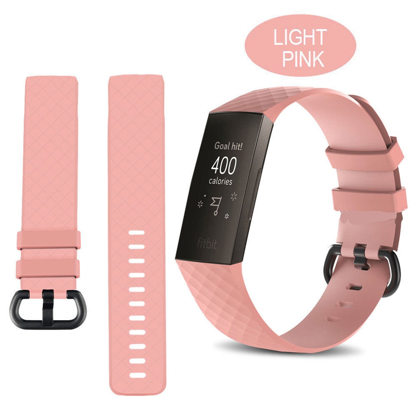 Silicon Watch Band For Fitness Tracker-Light Pink-S