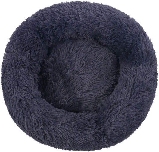 Comfy Faux Fur Pet Bed-Navy Blue-Small - 50CM