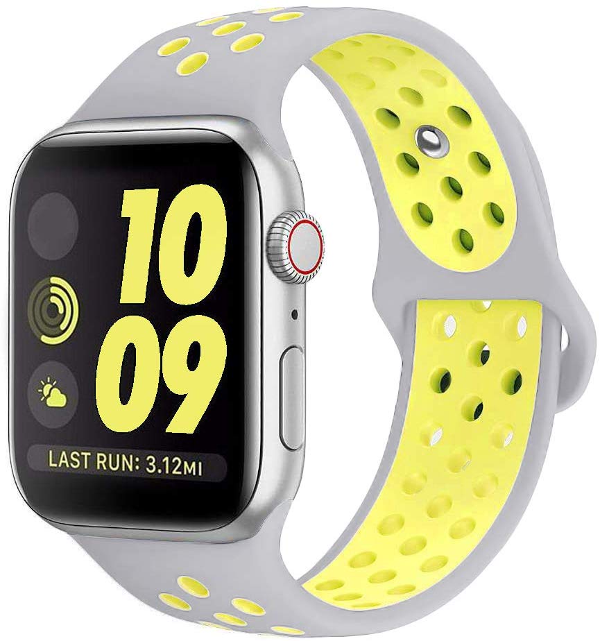 Smart Watch Silicon Band 38 MM / 42 MM-Silver Yellow-42mm