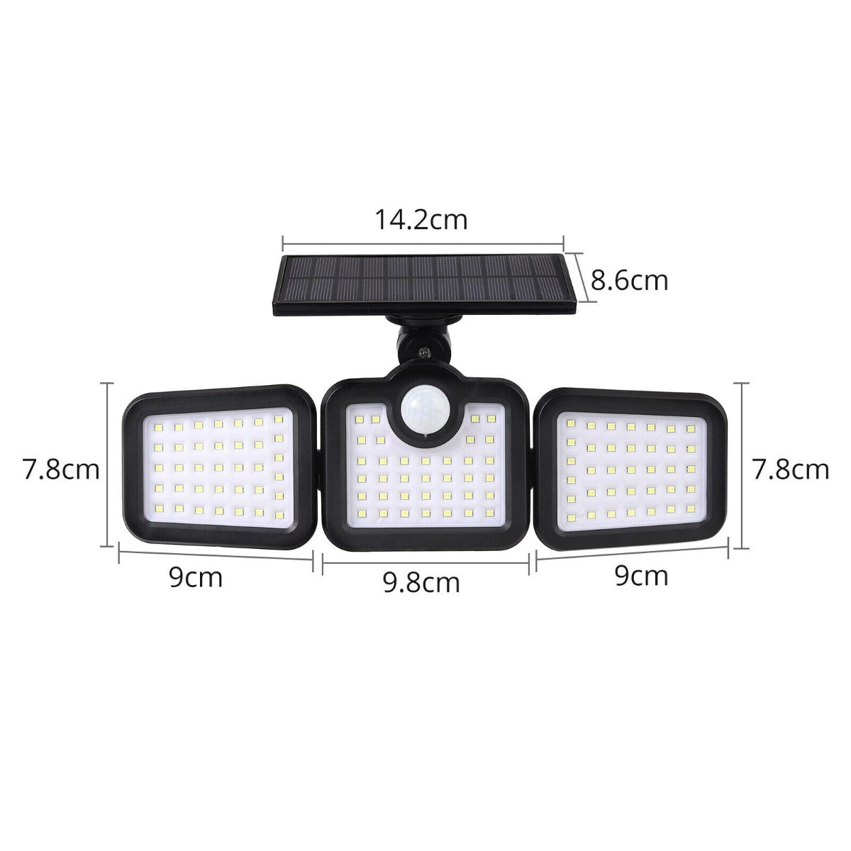3 Head 108 LED Solar Wall Lights