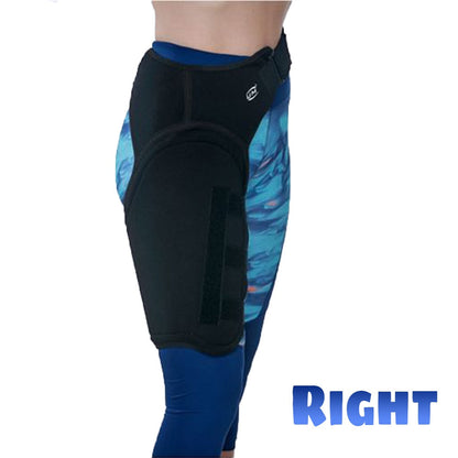 Groin and Hip Compression Wrap with Waist Belt, Large Right Leg – Adjustable Neoprene Thigh Support Brace for Hamstring and Quad, Men and Women, Black
