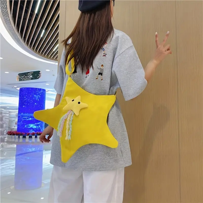 1pc Star Shaped Body Bag, Multi-functional Canvas Shoulder Bag