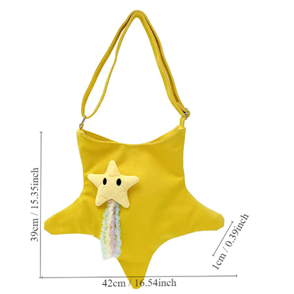 1pc Star Shaped Body Bag, Multi-functional Canvas Shoulder Bag