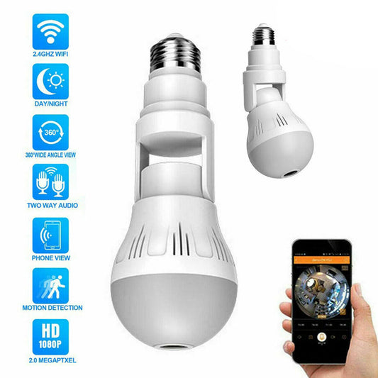 1080P HD Smart WiFi Bulb Light Security Camera