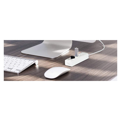 4 Port USB 2.0 Hub Splitter High Speed Compact Data Hub with Attached Cable for Laptop PC White