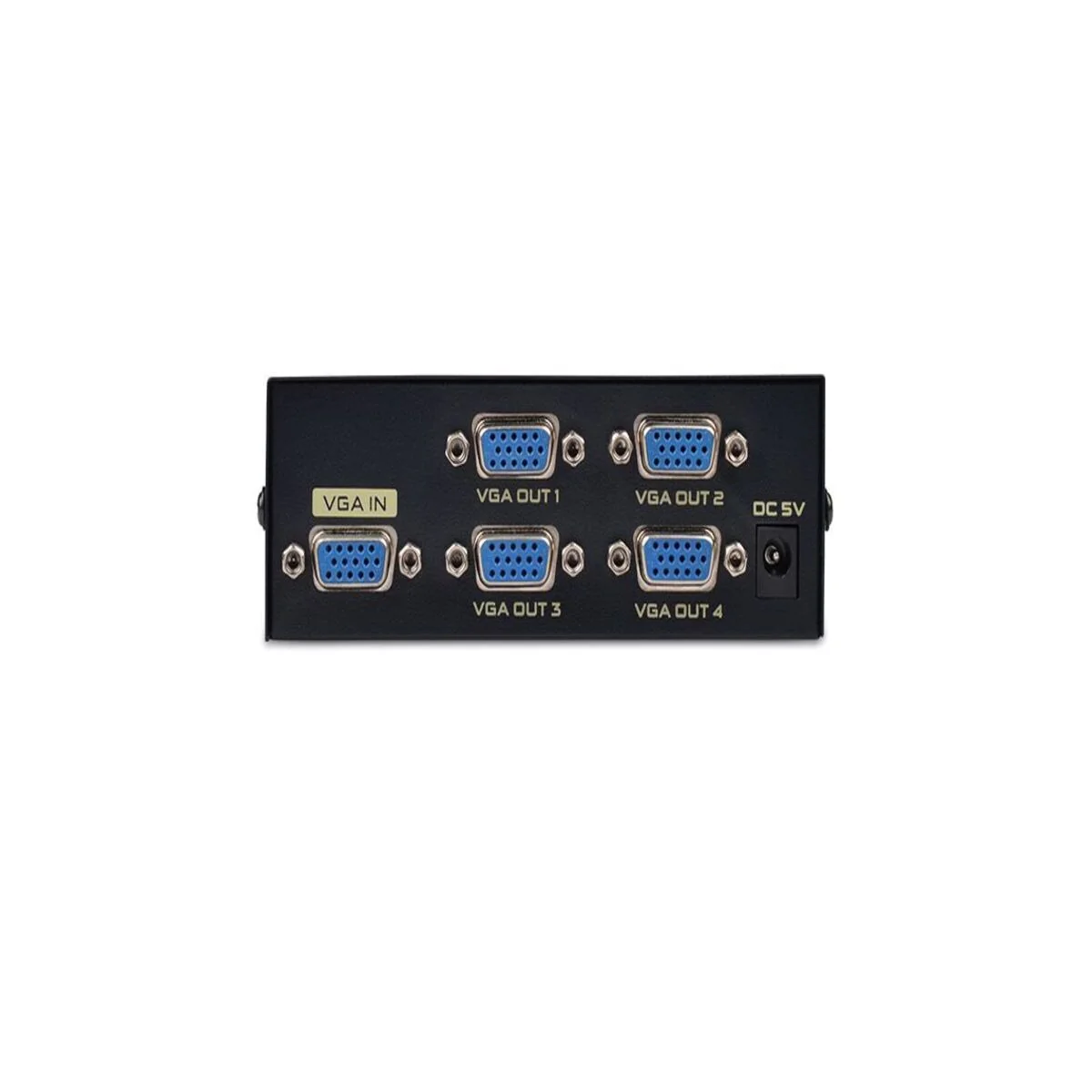 4-Port VGA Splitter Box – 1 In 4 Out Video Duplicator for Monitors, Projectors & Displays – Metal Housing, USB Powered