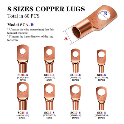 Copper Ring Lug Terminals Connector Kit