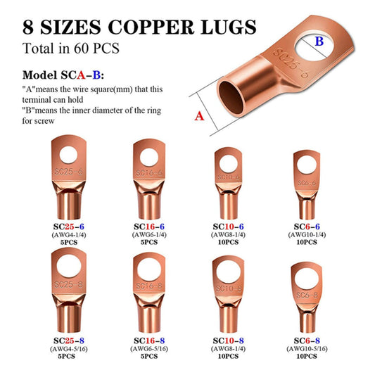 Copper Ring Lug Terminals Connector Kit