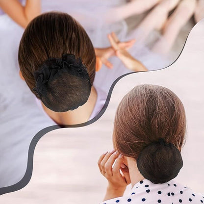 10pcs Black Bun Hair Nets Stretch Reusable Elastic Mesh Bun Cover Ballerina Dancer Bank Clerk