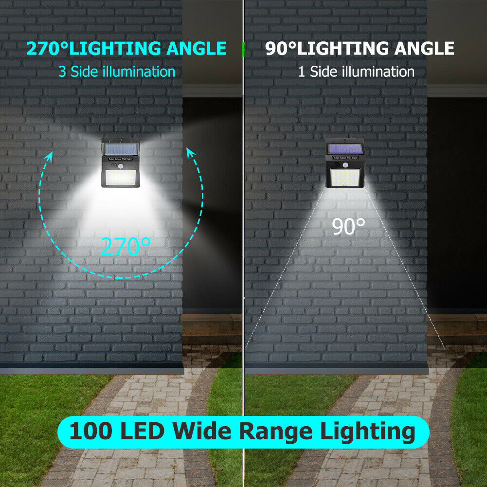 2Pcs 100LED Patio Wall Lights Solar