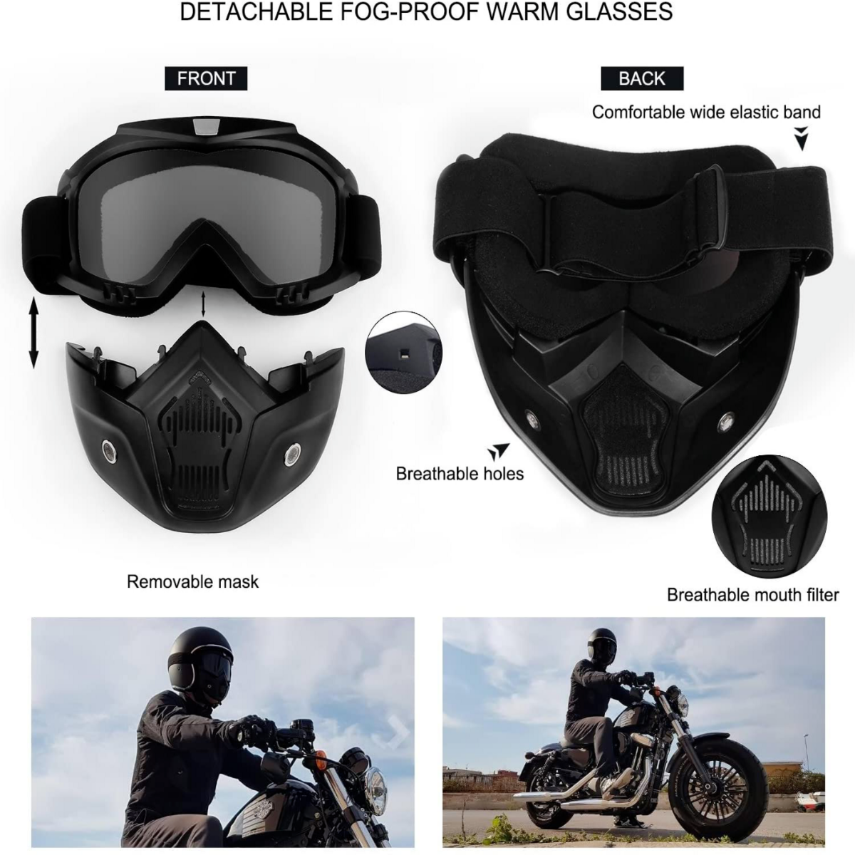 Face Mask with Detachable Goggles